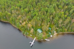 Drone View Of Remote Fly-In Cabin On Ajax Lake
