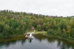 Float Plane Docked At Loonhaunt Lake Cabin
