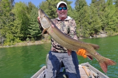 Big Muskie Held Boatside on Sunny Bay